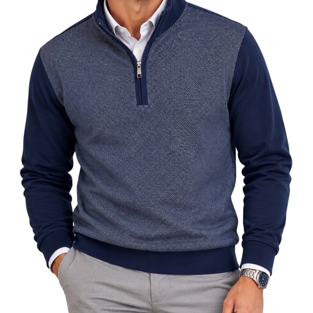 Ted Baker Quarter Zip Pullover Men Large black Excellent Textured Sweater